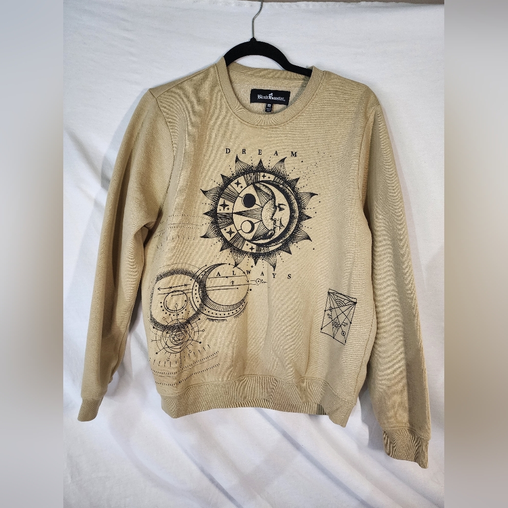 Blind Rooster Dream Always Beige Graphic Crewneck Sweater